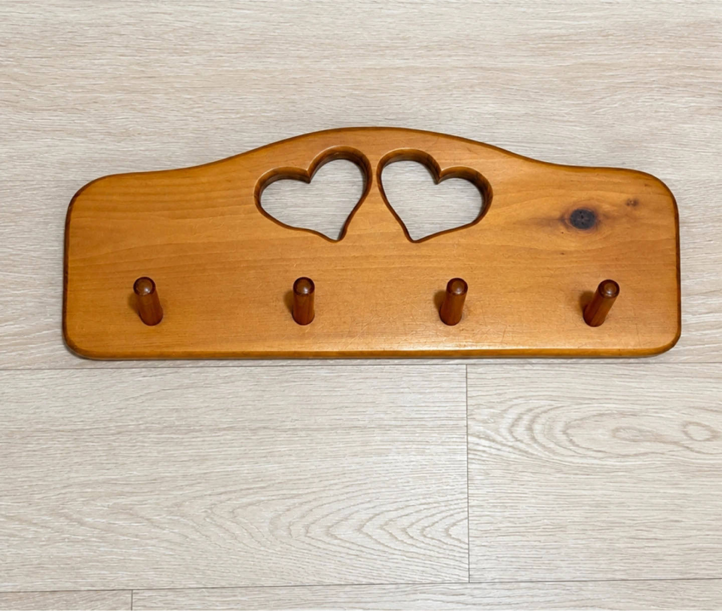 Wooden Wall Hook Rack with Heart Cutouts - photo 3