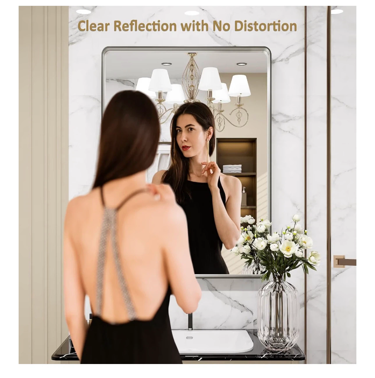 LOAAO 32x36 Inch Brushed Nickel Wall Mirror - photo 3