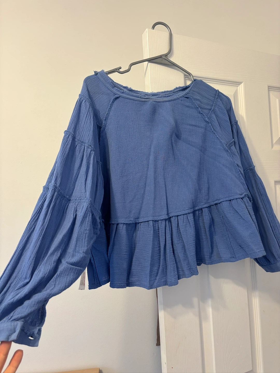 Free People Blue Peplum Top