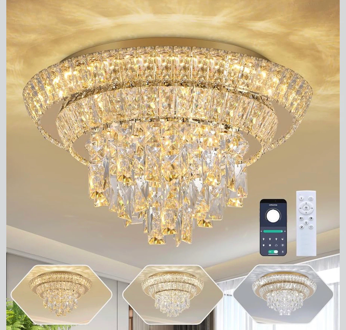 18 inch Crystal Chandeliers With Remote and APP Control