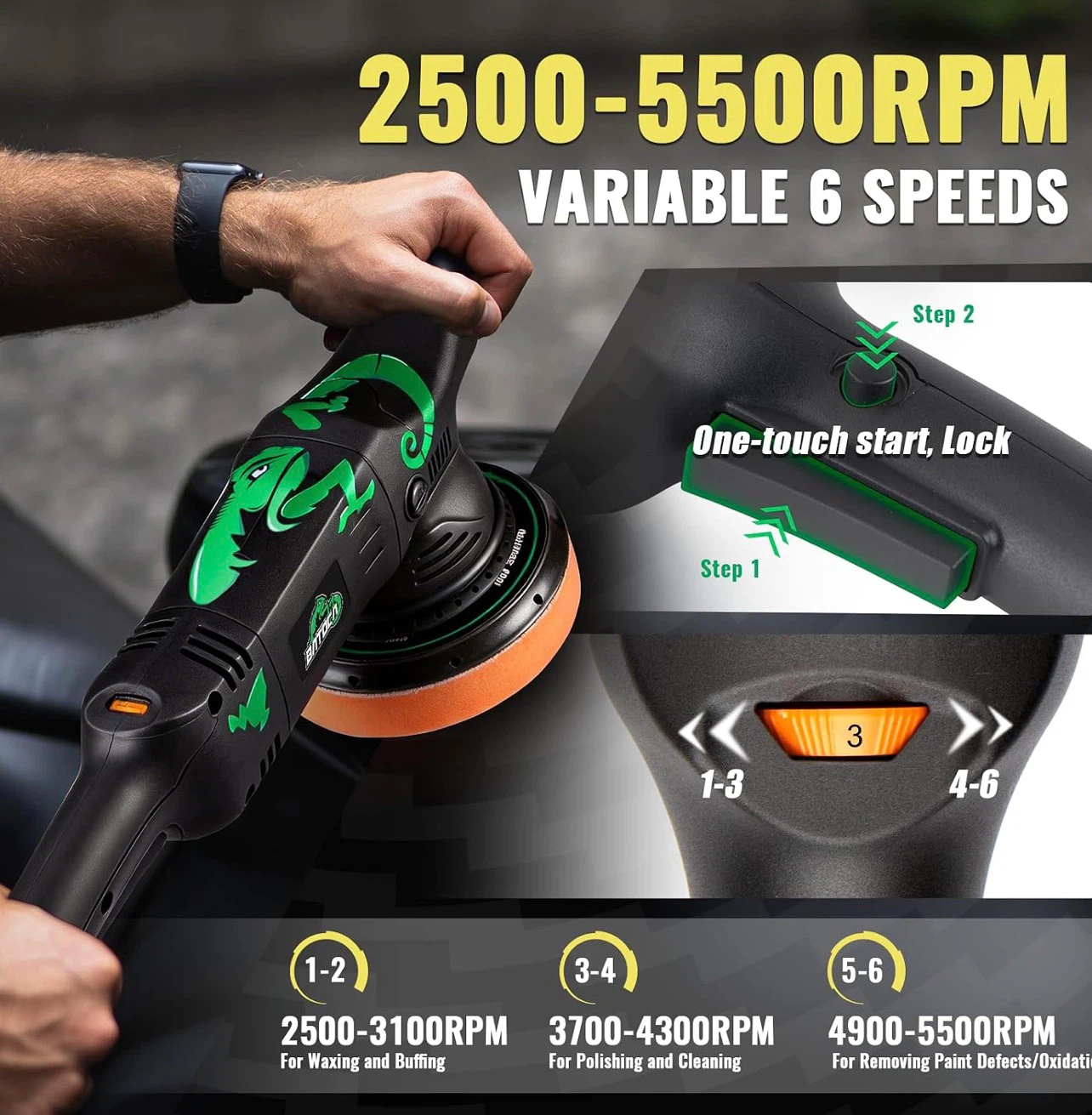 BATOCA 2026 Pro Dual Action Car Polisher 1100W - photo 2