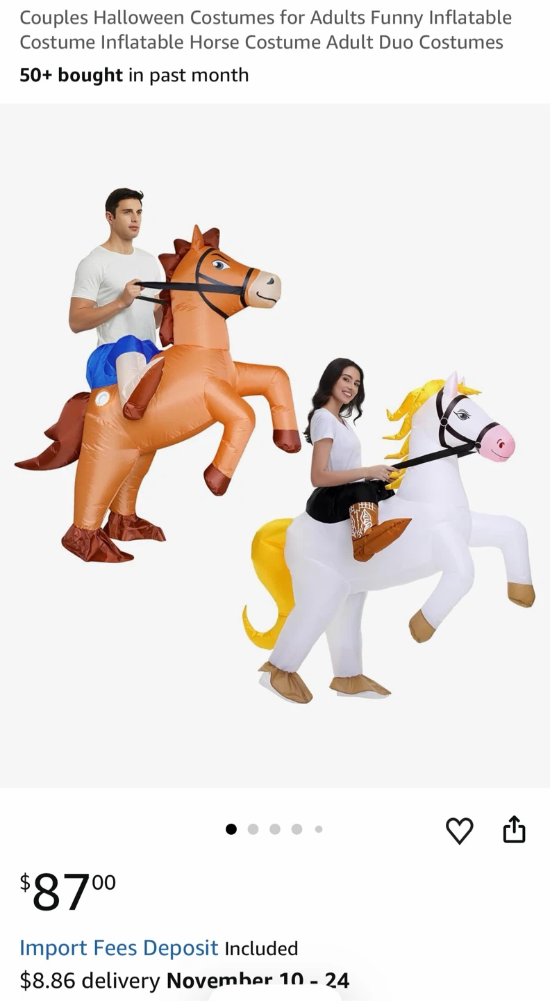 2 Pack Inflatable Horse Halloween Costumes Adult