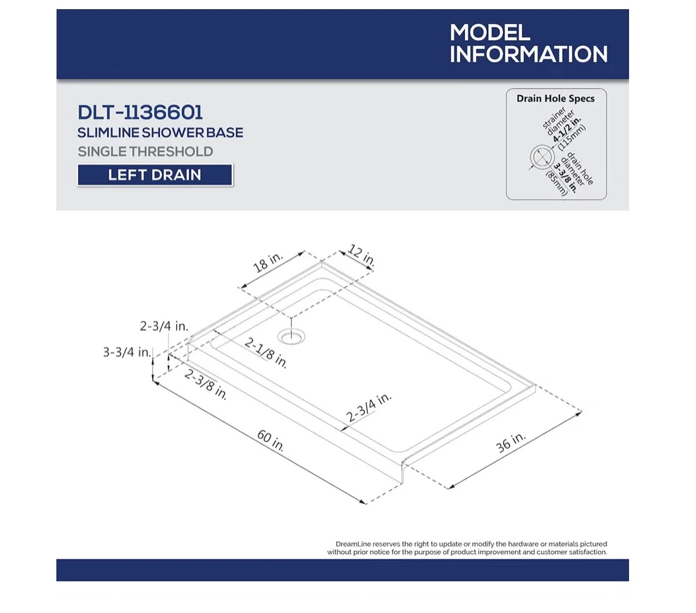 DreamLine SlimLine Shower Base 36 x 60 Slate Gray - photo 2