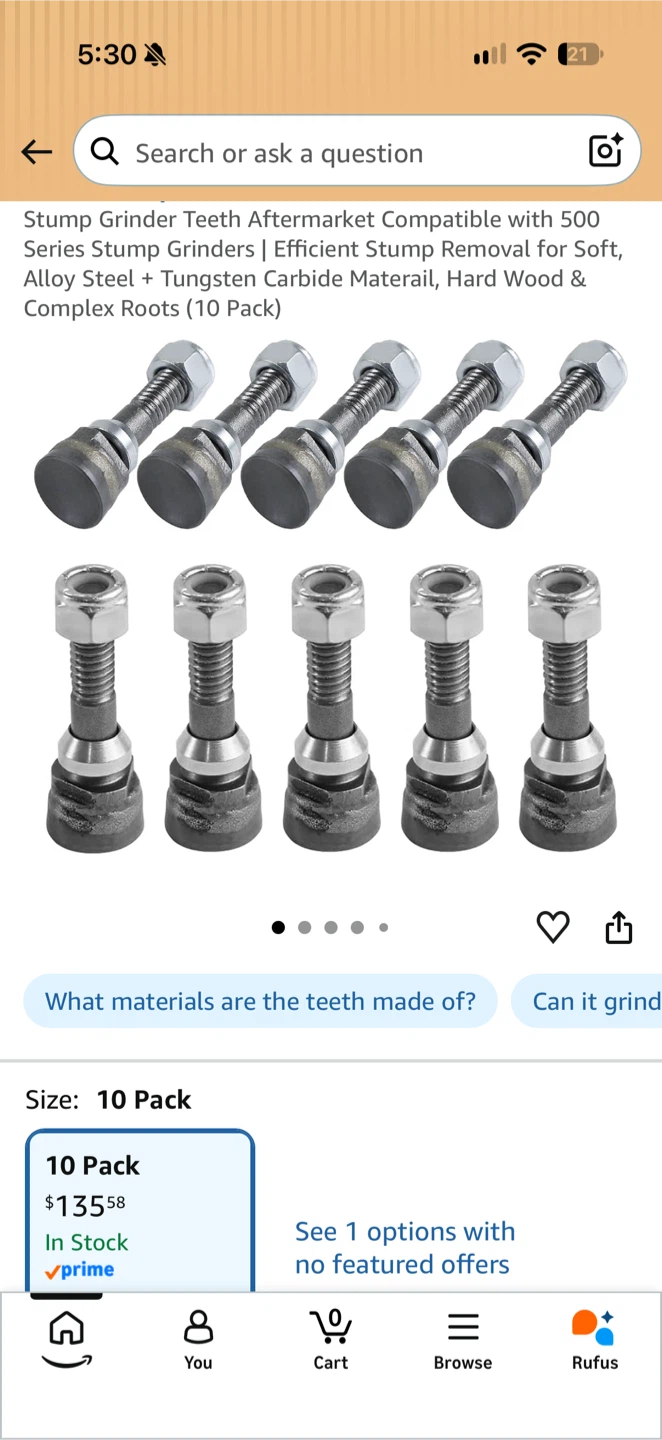 Stump Grinder Teeth - 500 Series Compatible