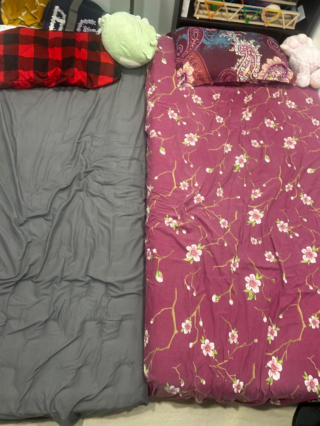 Two different, single sized beds