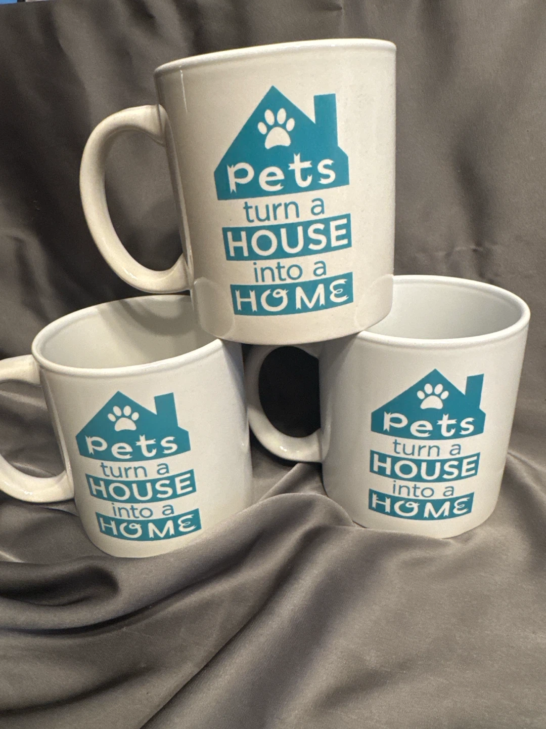Set of 3 Pets Turn a House into a Home Mugs