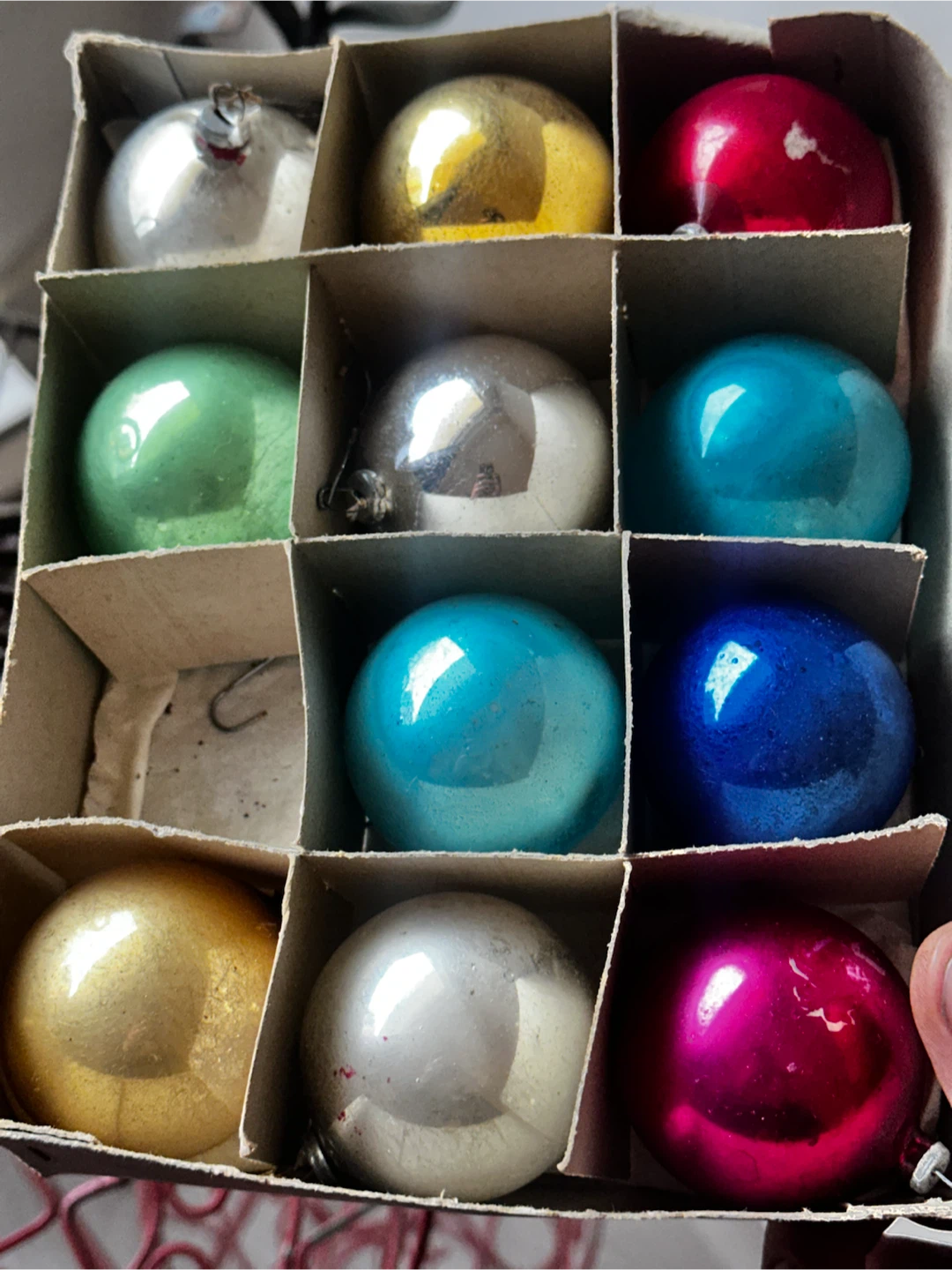 Vintage shiny brite med size mercury glass Christmas ornaments