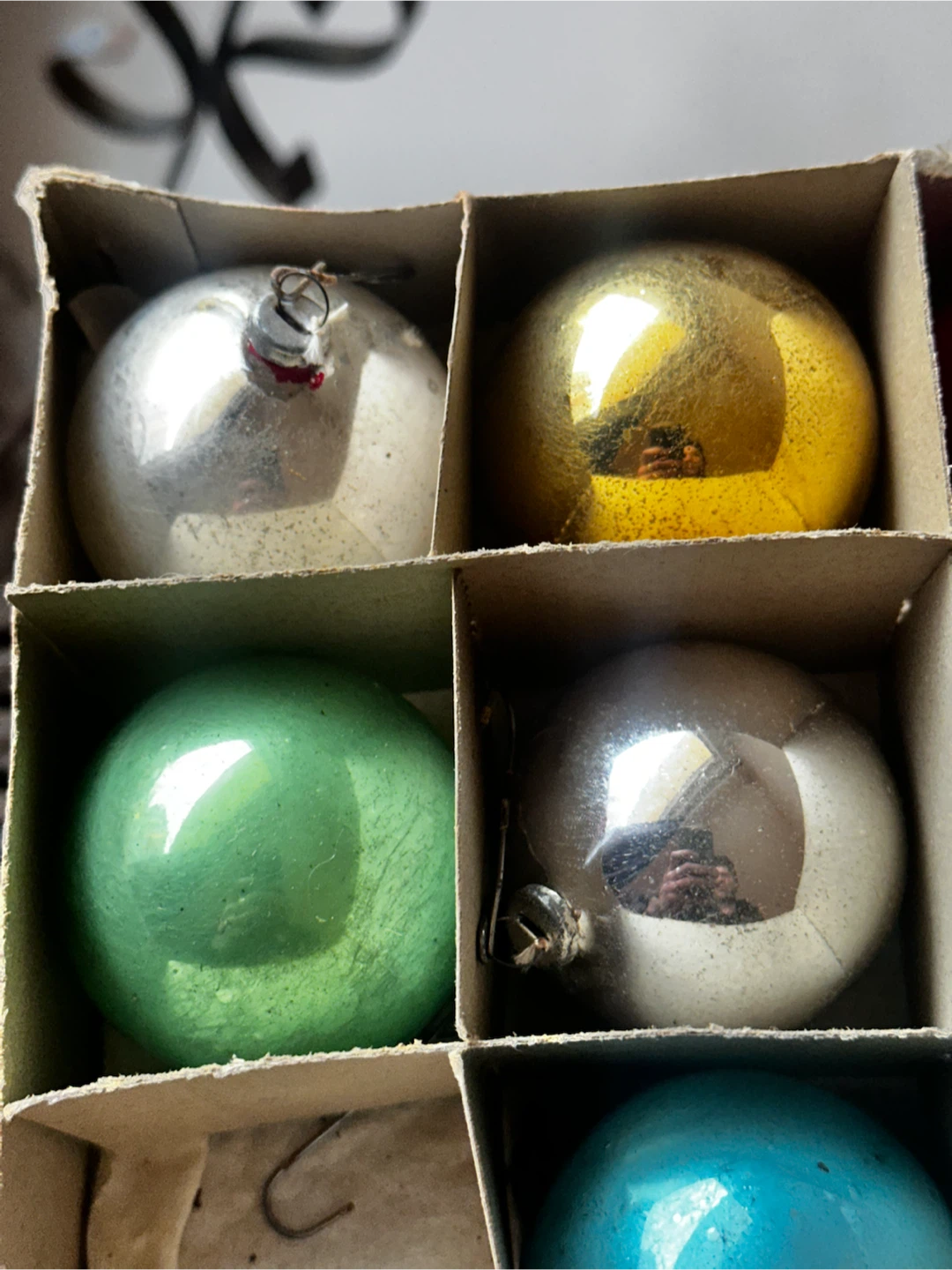 Vintage shiny brite med size mercury glass Christmas ornaments - photo 2