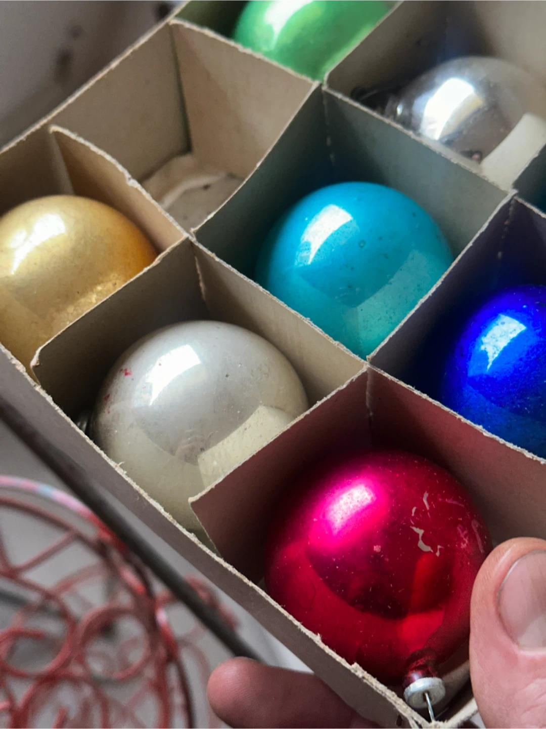 Vintage shiny brite med size mercury glass Christmas ornaments - photo 4