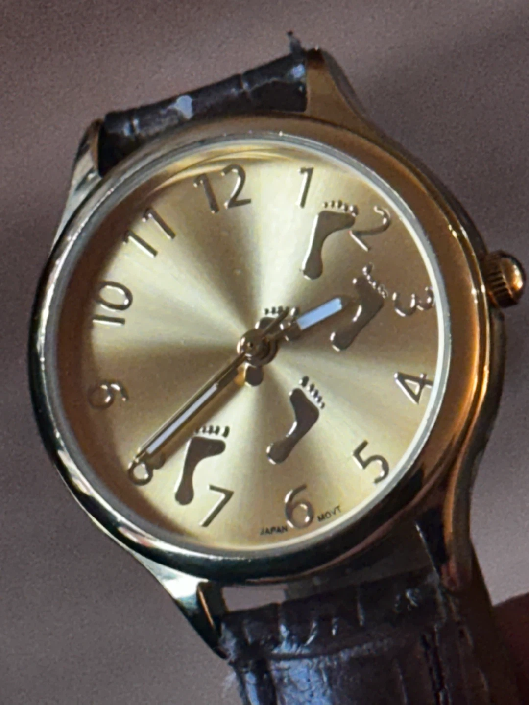 Vintage Gold Tone "Footprints in the Sand" Quartz Watch
