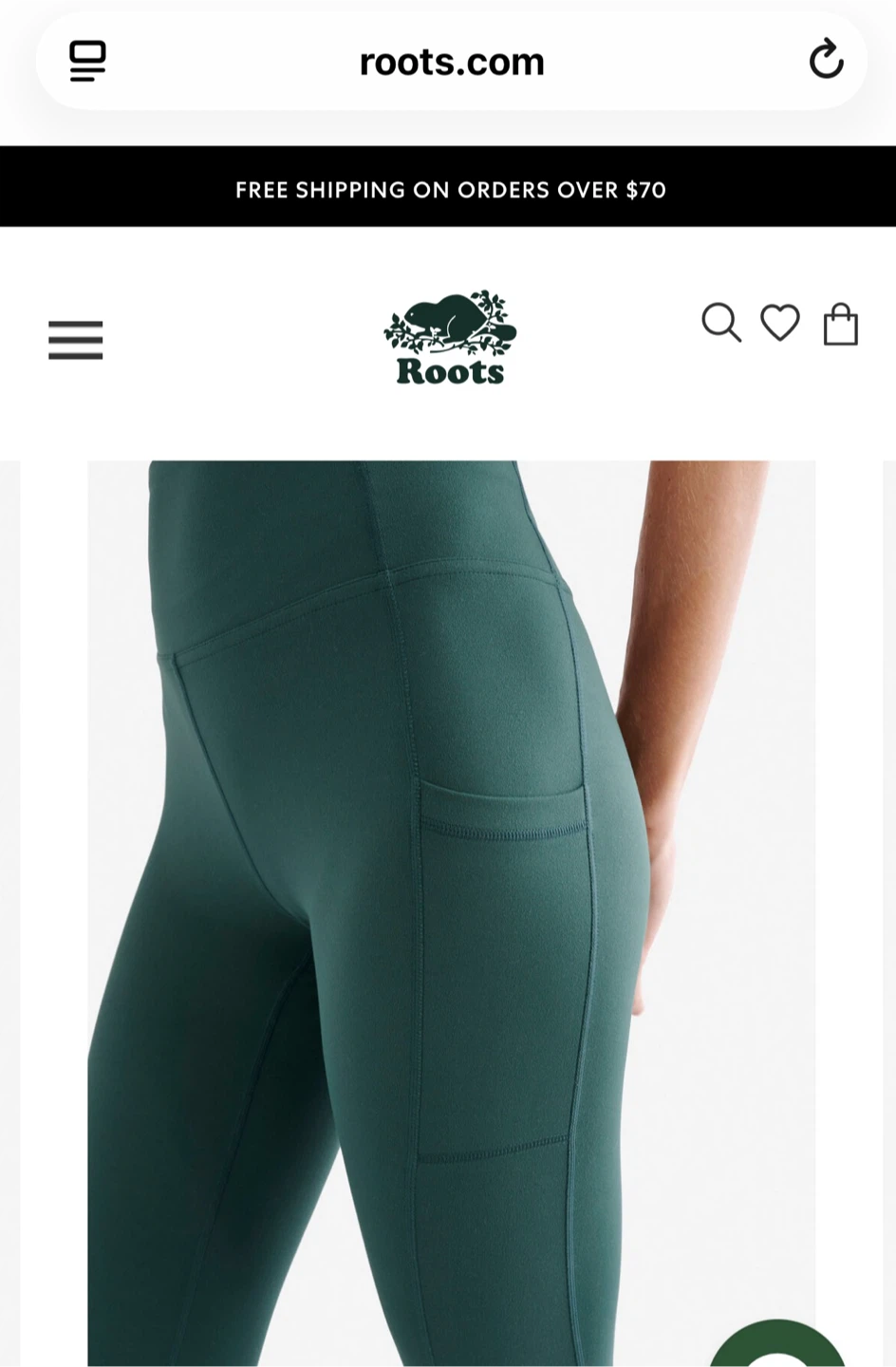 Roots Active Pocket Leggings - Forest Teal - Medium - photo 2