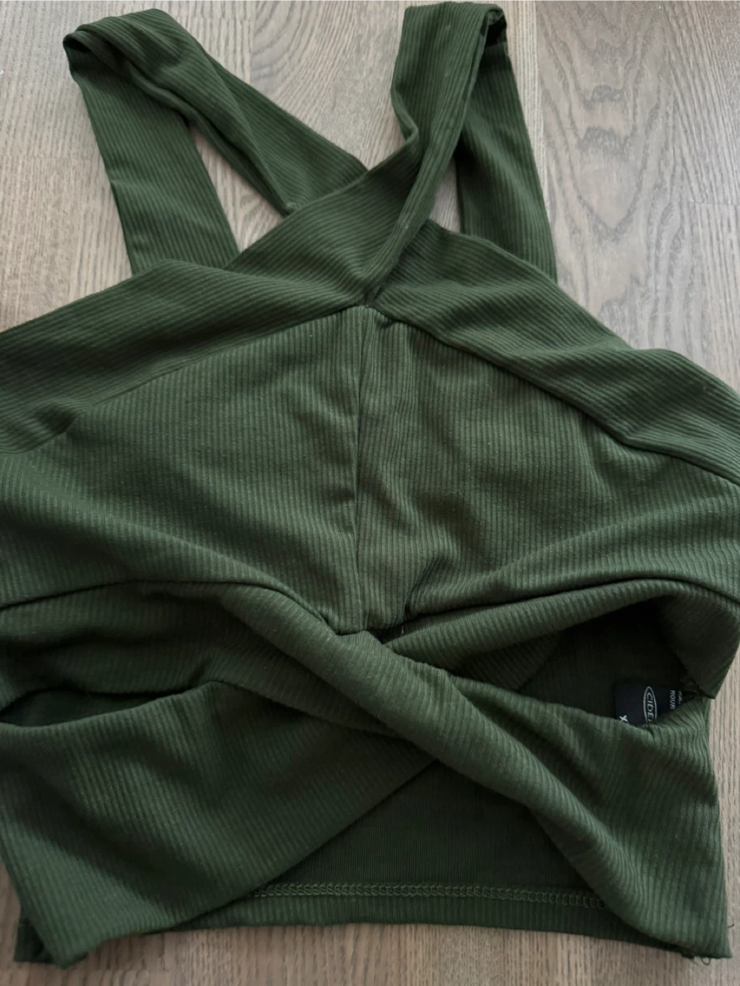 Cider Green Ribbed Criss-Cross Crop Top - photo 2