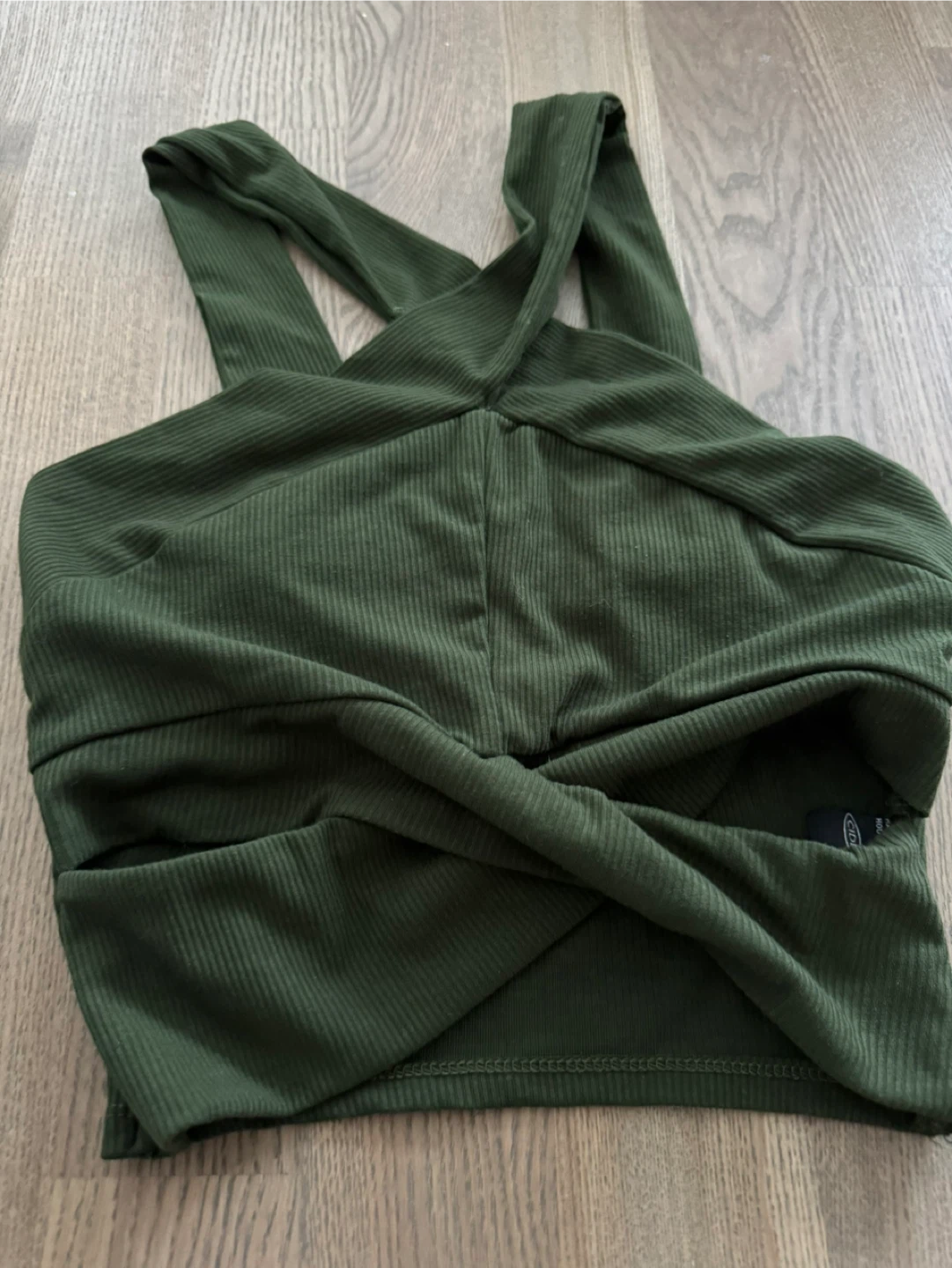 Cider Green Ribbed Criss-Cross Crop Top - photo 4