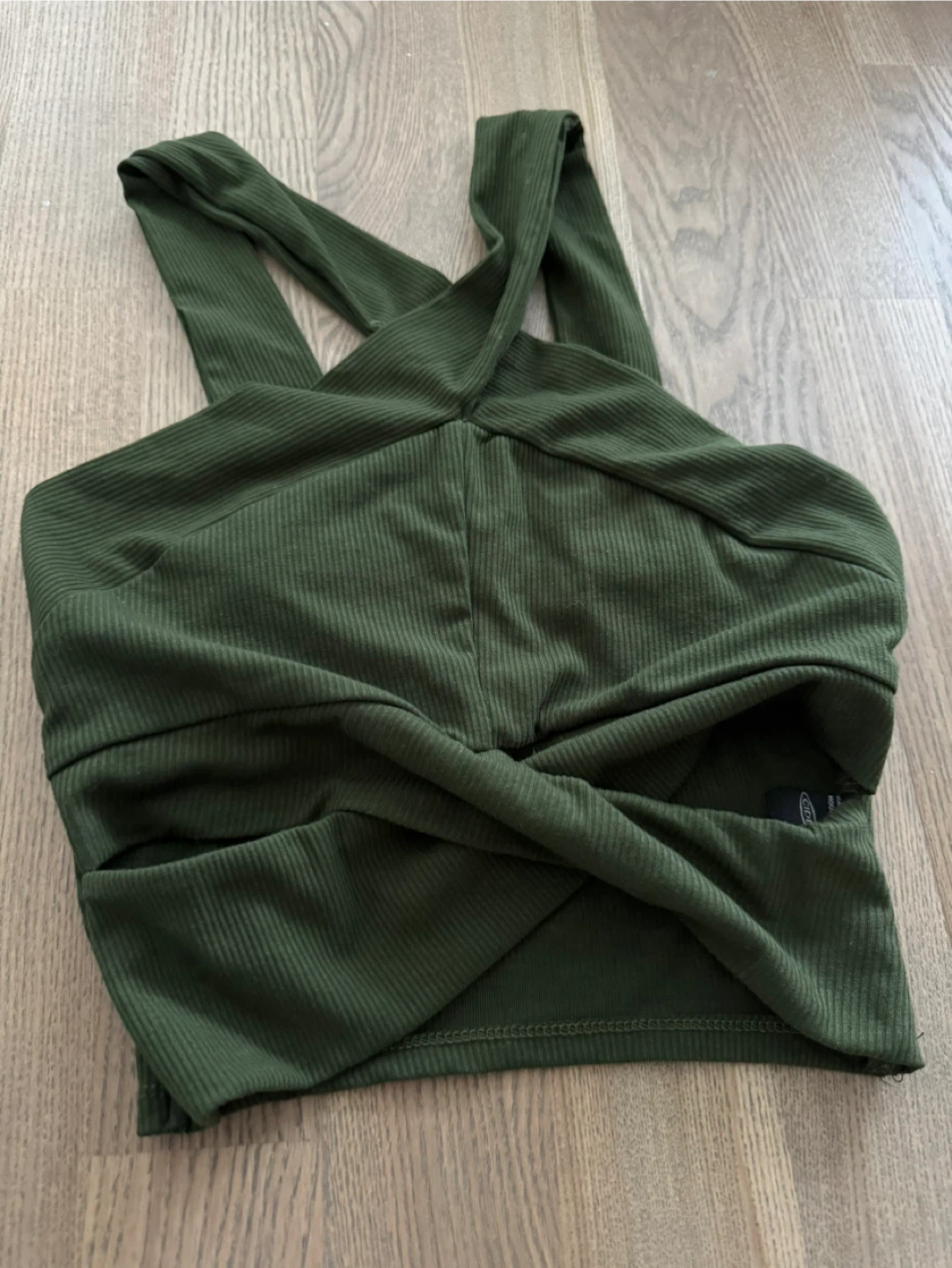 Cider Green Ribbed Criss-Cross Crop Top - photo 5