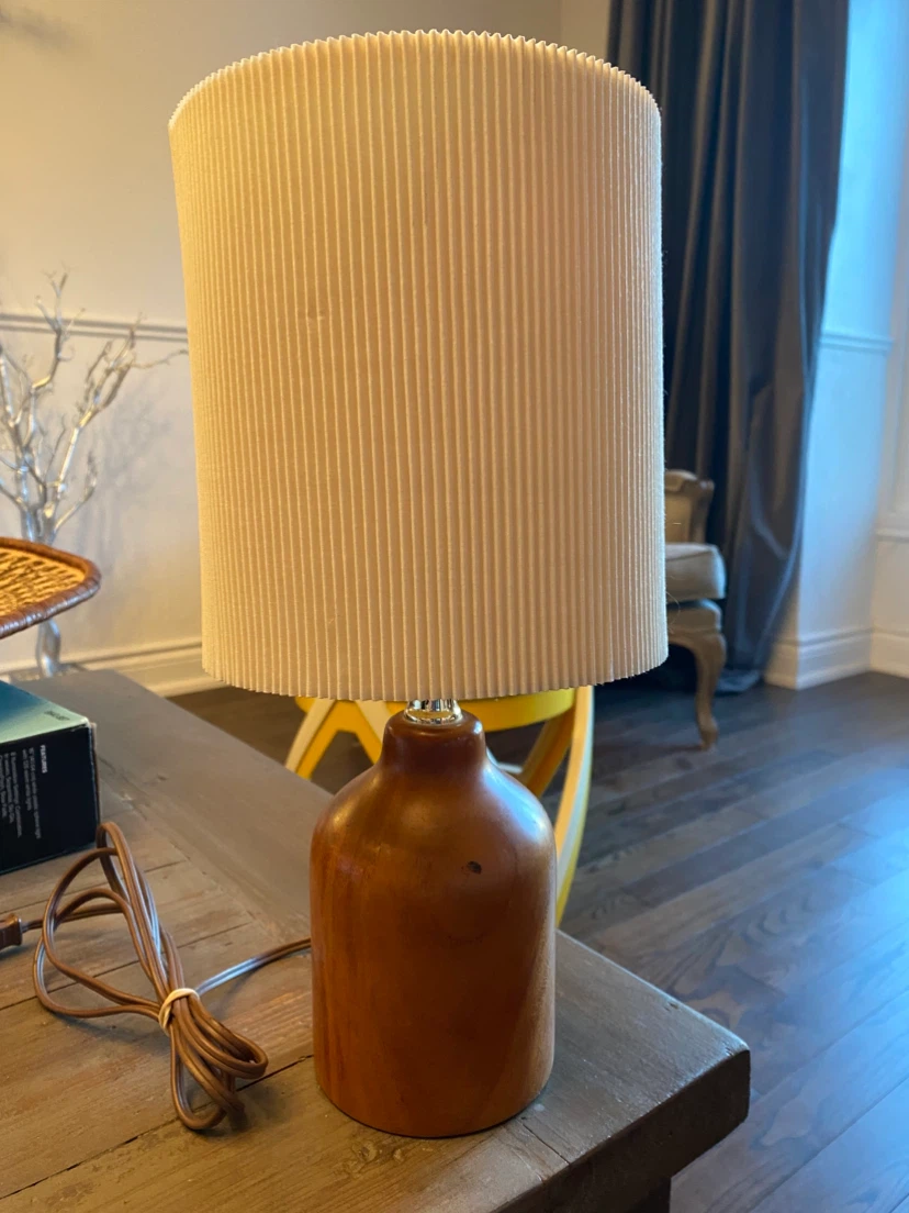 Vintage MCM  Teak Wood Table Lamp