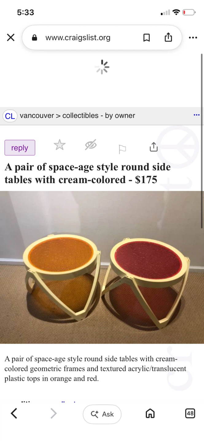 Pair of Space-Age vintage Side Tables take both for 25.00 - photo 4