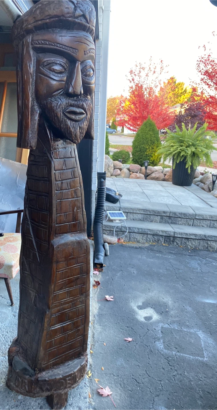 Large Hand-Carved Wooden Sculpture