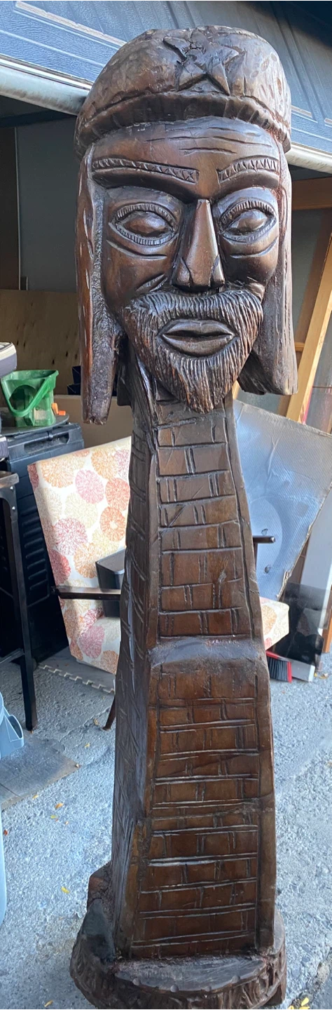 Large Hand-Carved Wooden Sculpture - photo 2