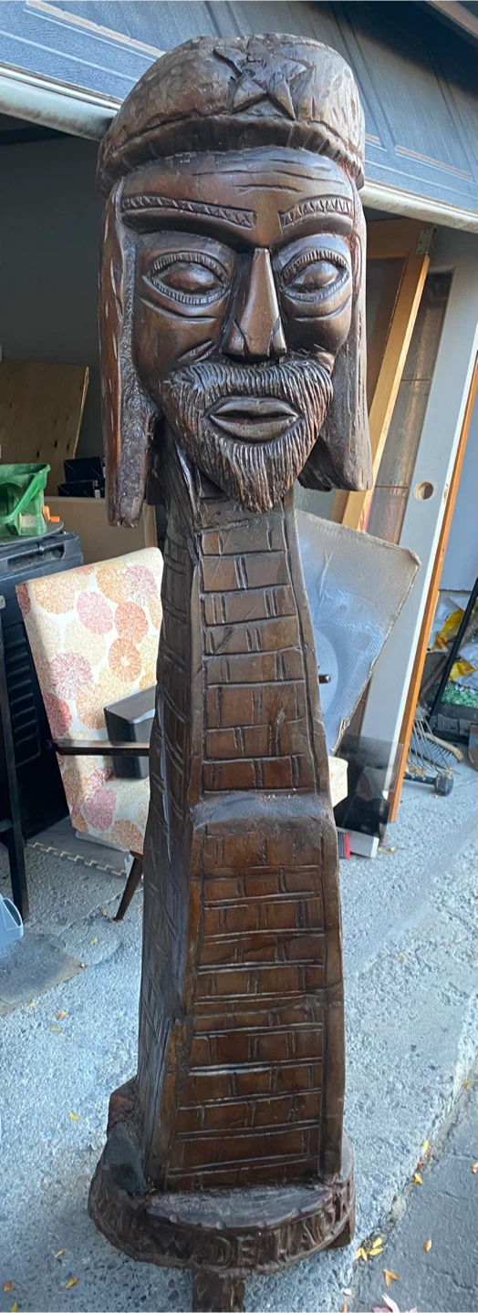 Large Hand-Carved Wooden Sculpture - photo 3