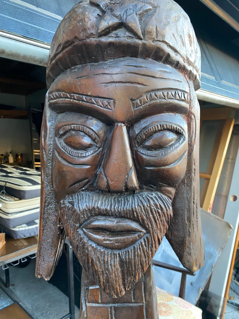 Large Hand-Carved Wooden Sculpture - photo 4