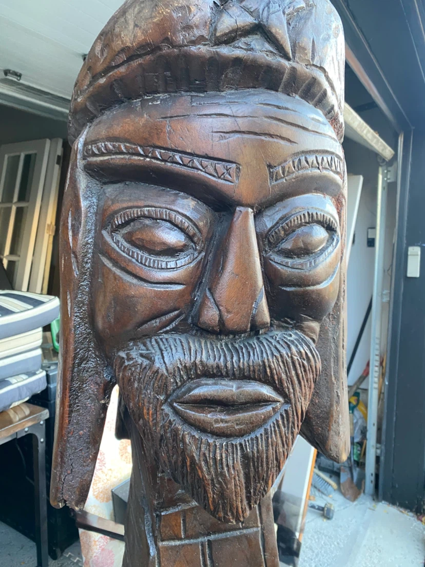 Large Hand-Carved Wooden Sculpture - photo 5