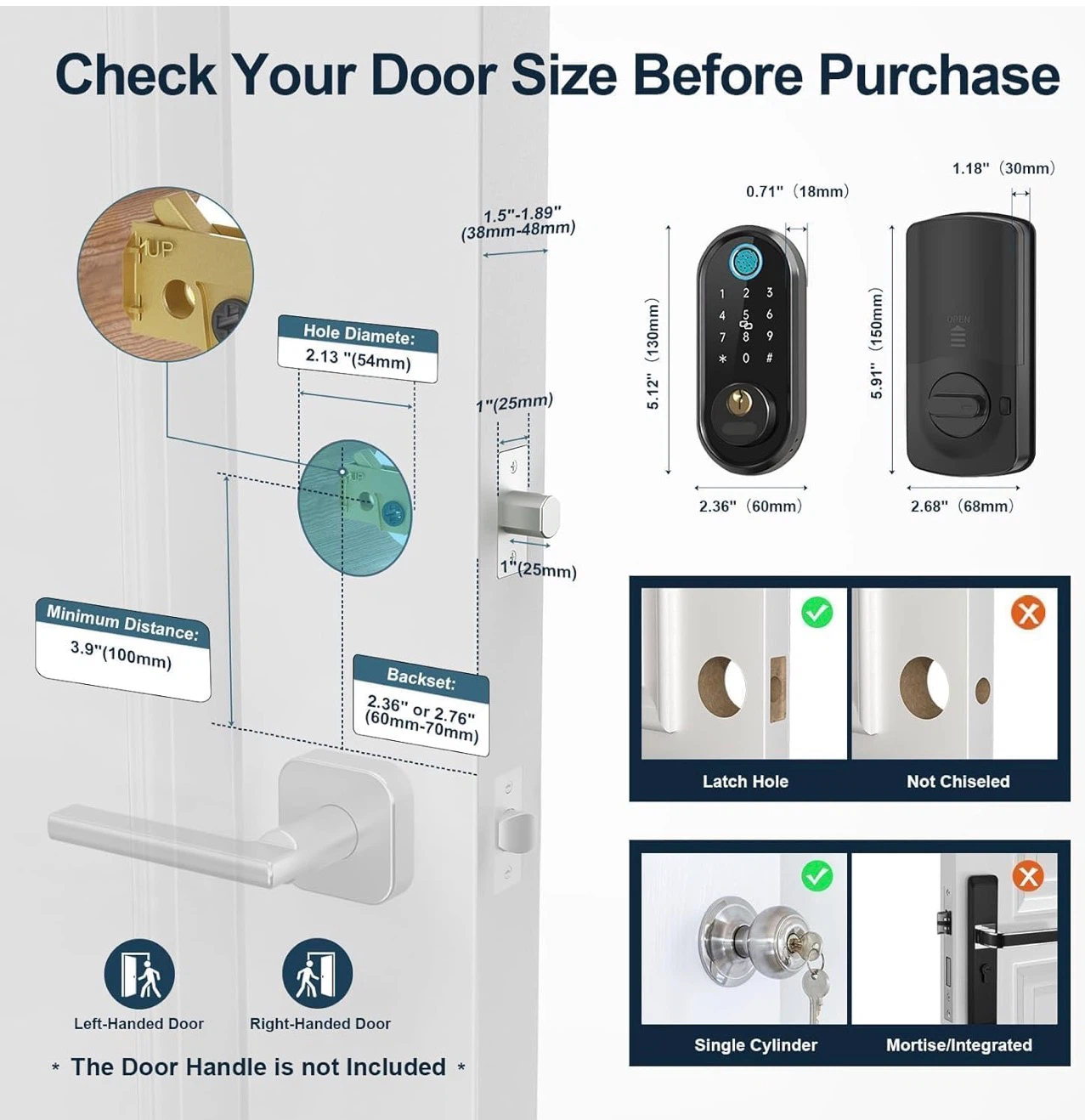 Keyless Entry Door Lock with Handle Set, Firstriver Fingerprint - photo 2