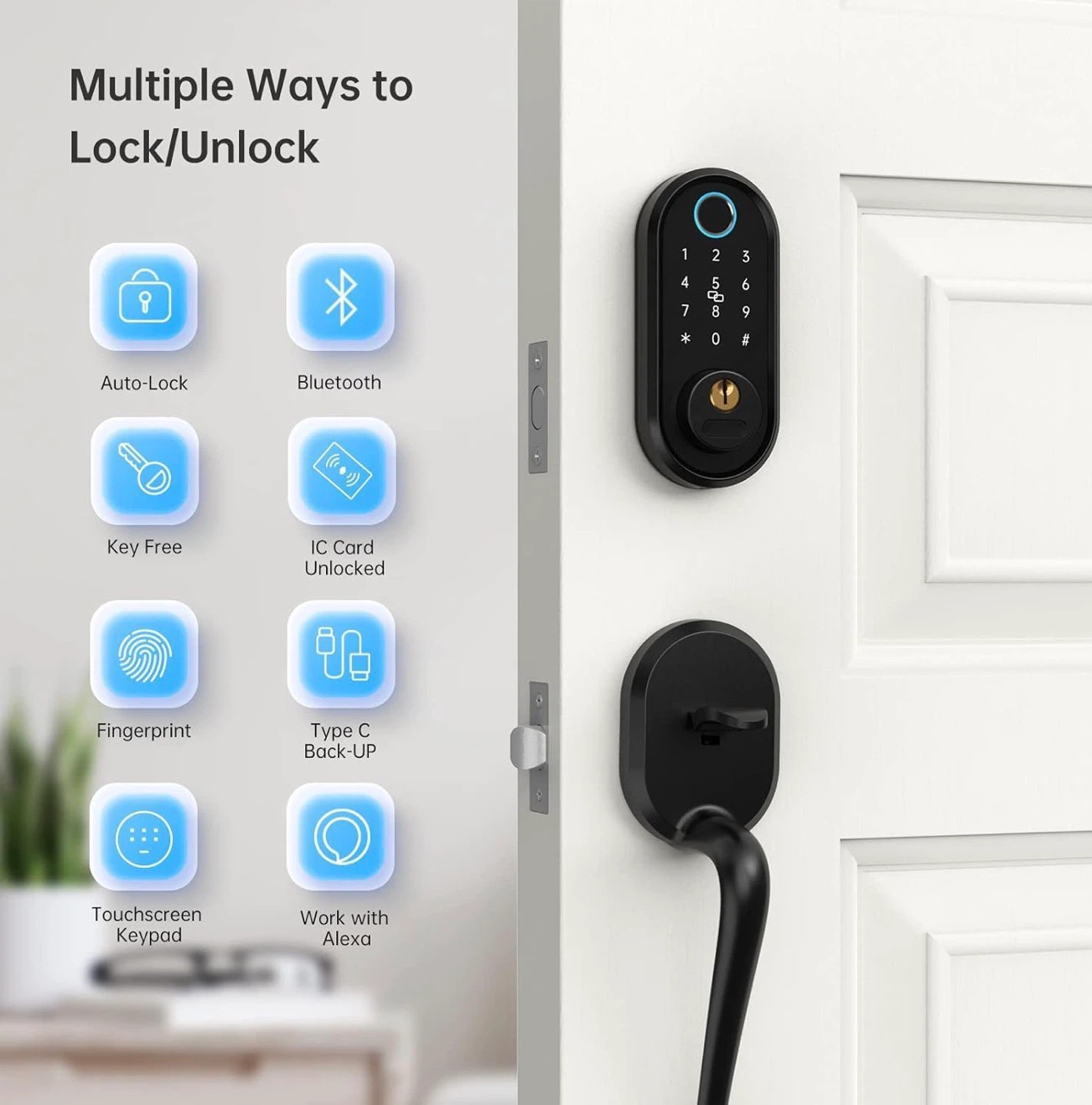 Keyless Entry Door Lock with Handle Set, Firstriver Fingerprint - photo 3