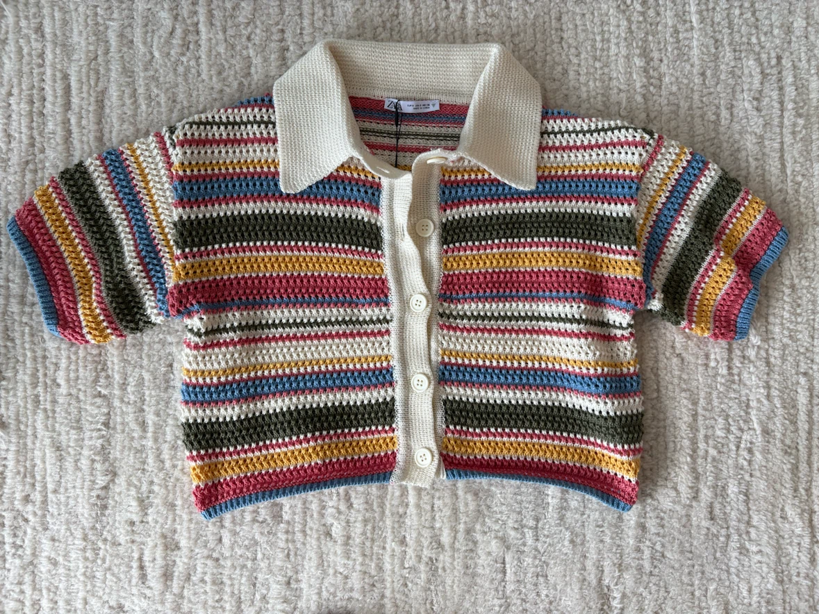 BNWT Zara Striped Knit Polo Shirt size small - photo 3