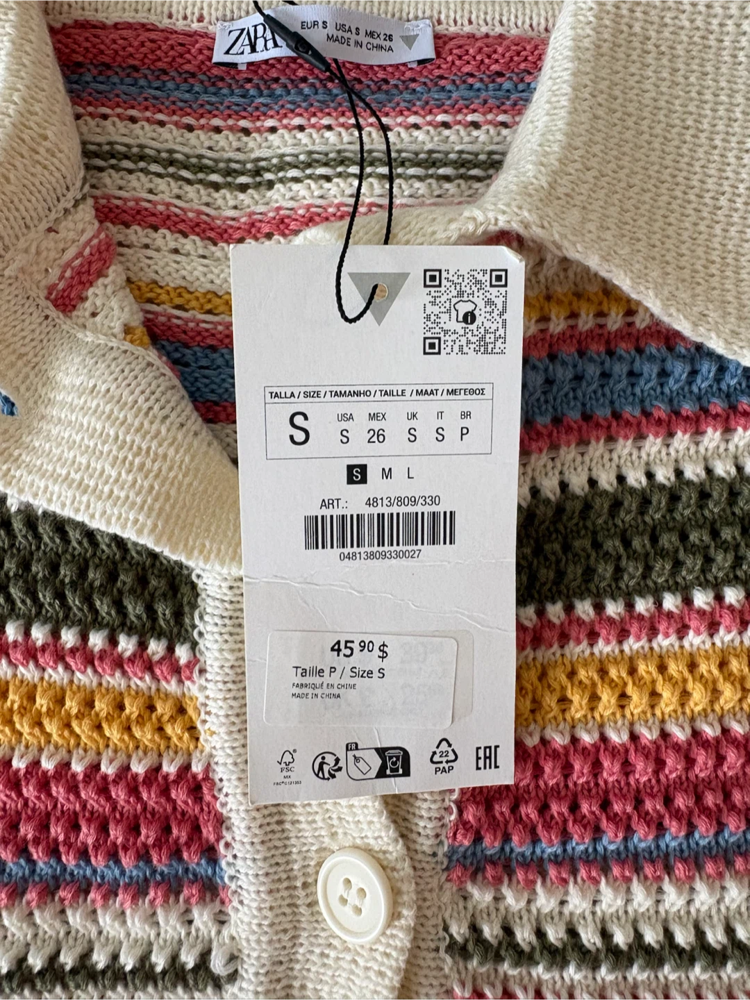 BNWT Zara Striped Knit Polo Shirt size small - photo 4