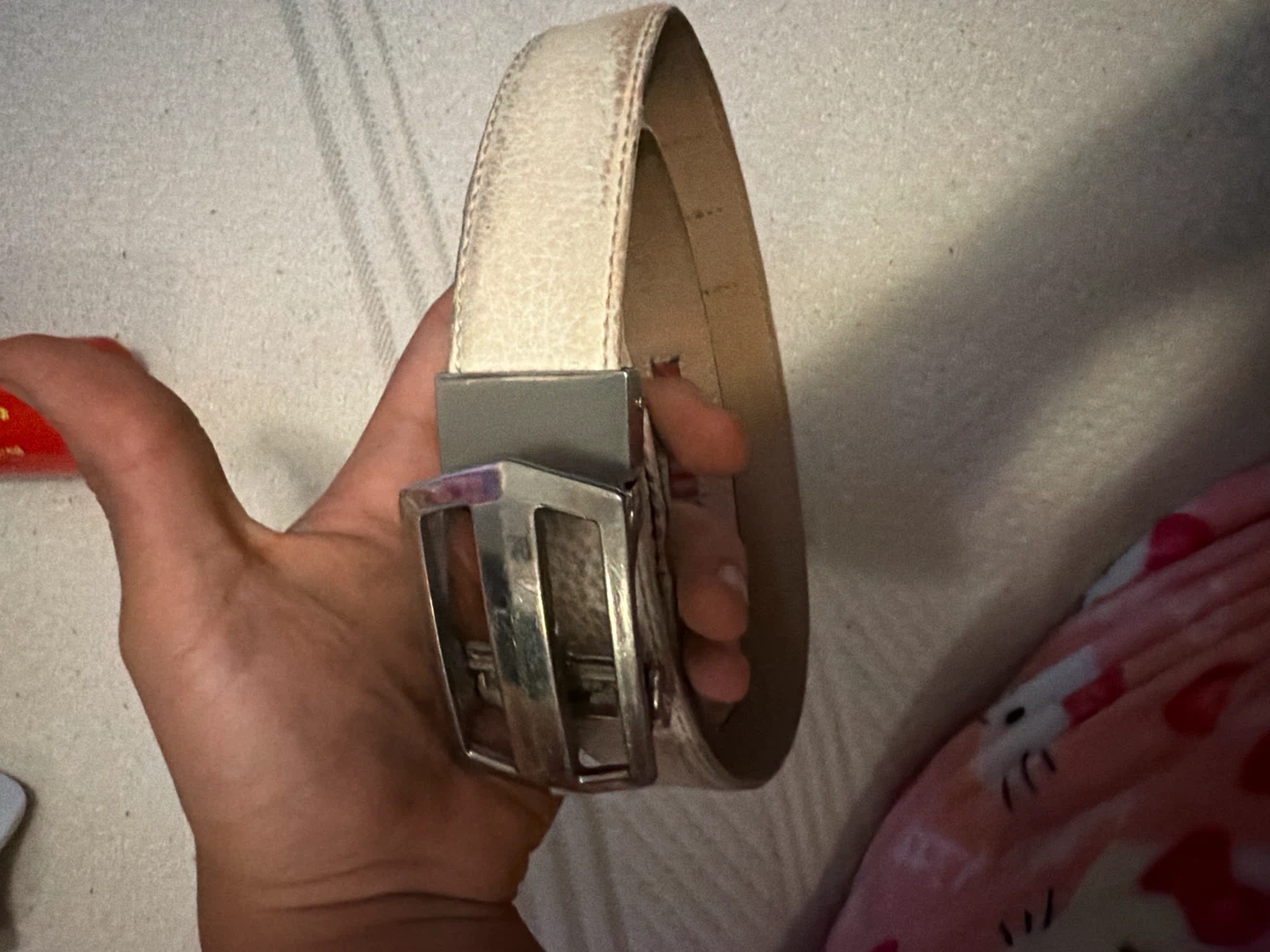 White Leather Belt
