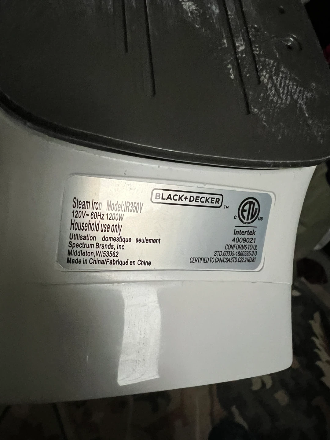 Black+Decker EvenSteam Iron Model IR350V