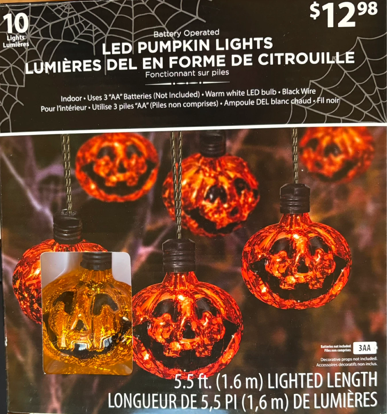 10 LED Pumpkin Battery Operated Lights