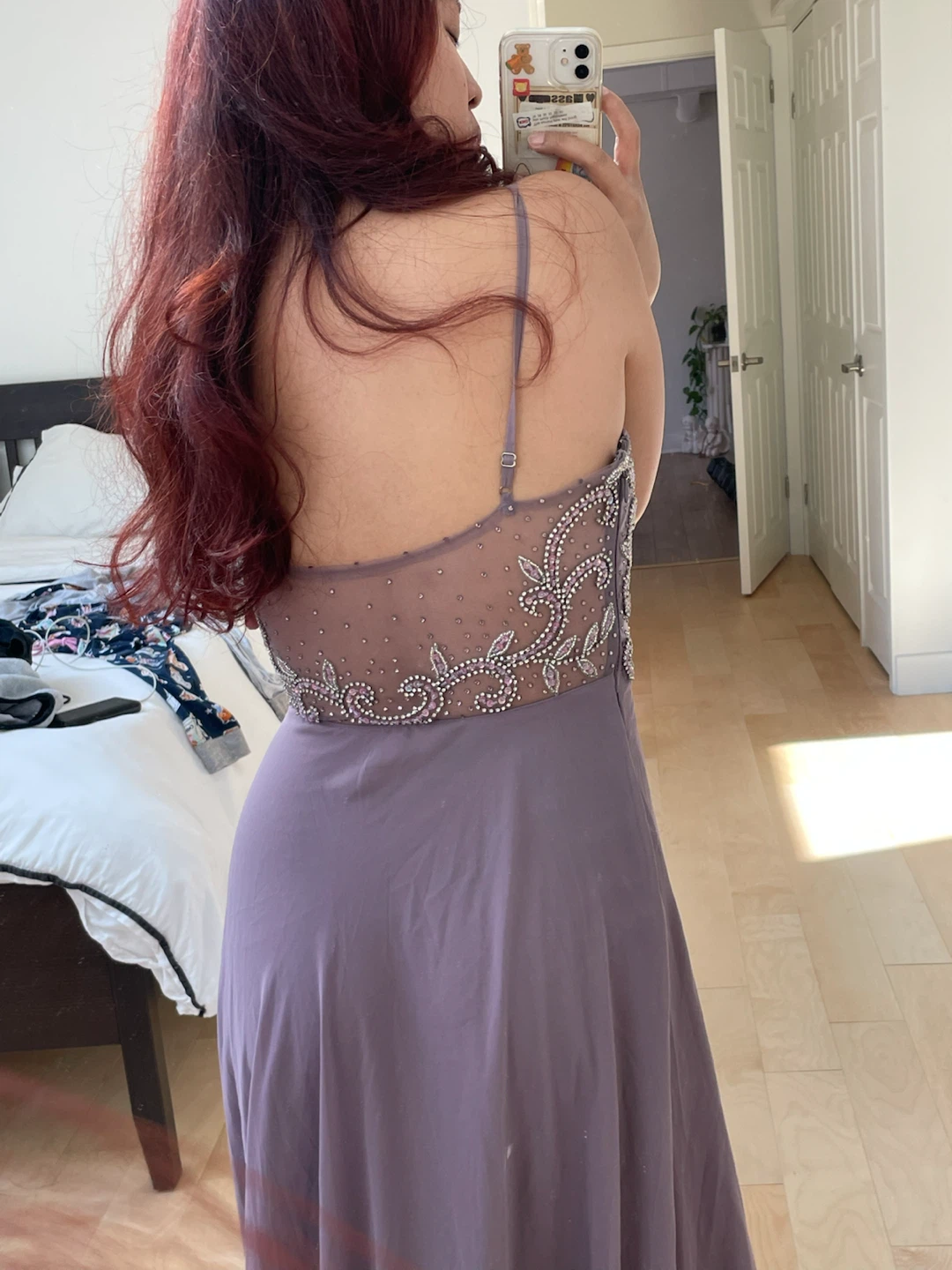 Lavender embellished formal floor-length dress - photo 2