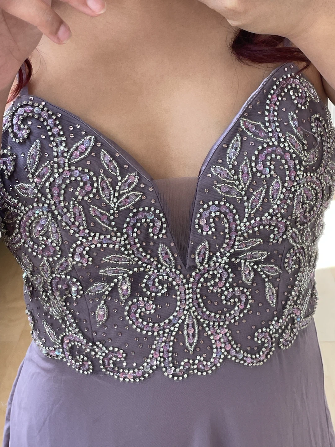 Lavender embellished formal floor-length dress - photo 3