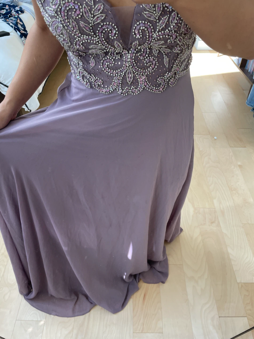 Lavender embellished formal floor-length dress - photo 4