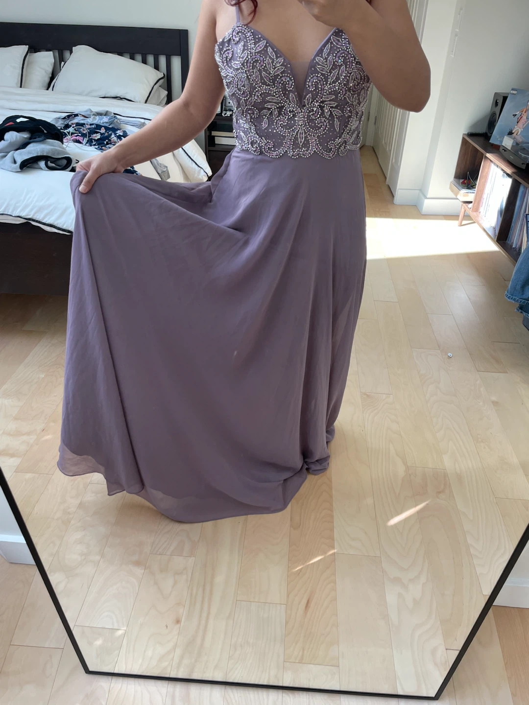Lavender embellished formal floor-length dress - photo 5