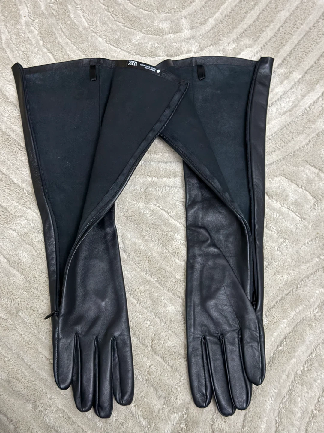 ZARA Black Leather Gloves - photo 4