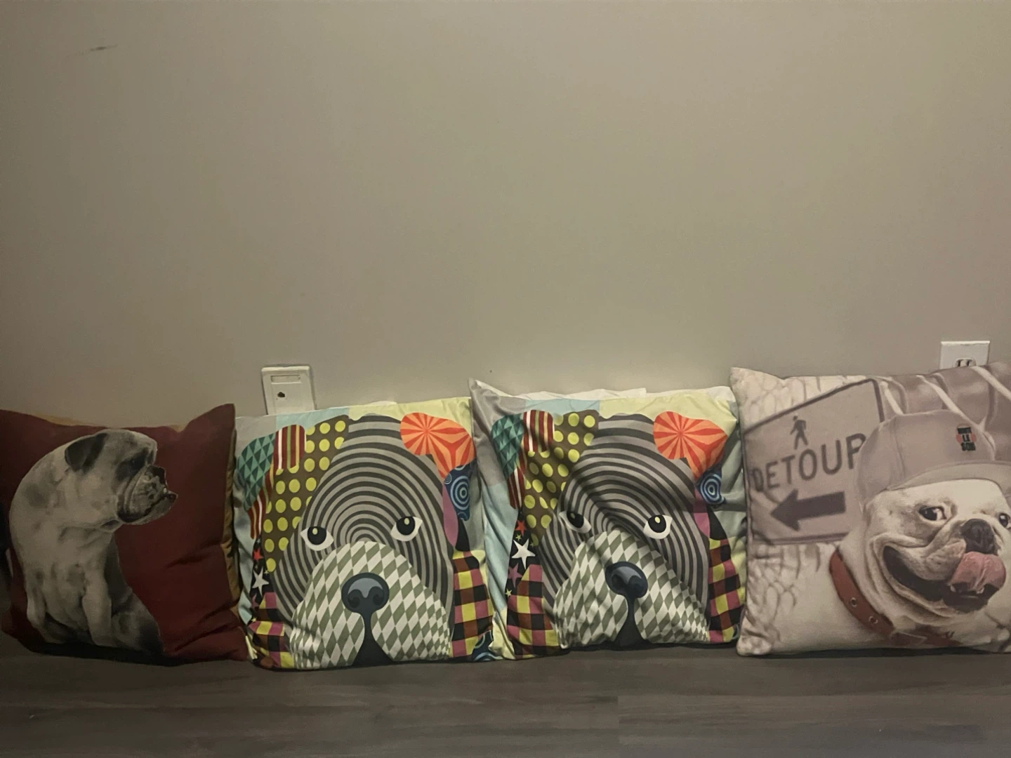 Set of 4 Bulldog Throw Pillows