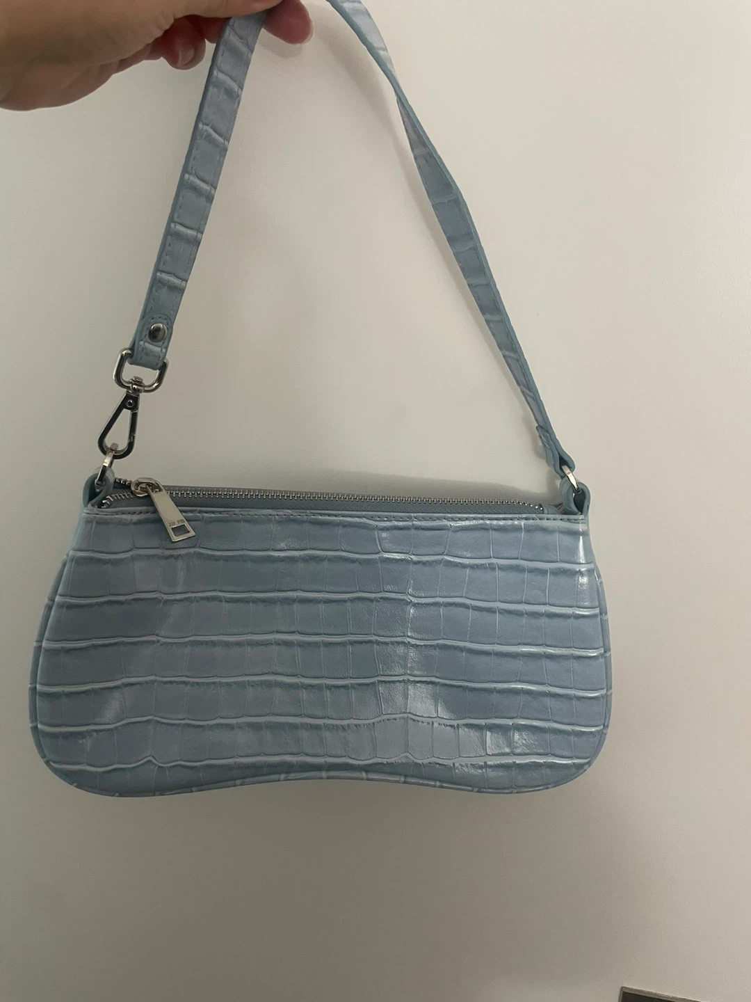 JW PEI Light Blue Croc-Embossed Shoulder Bag