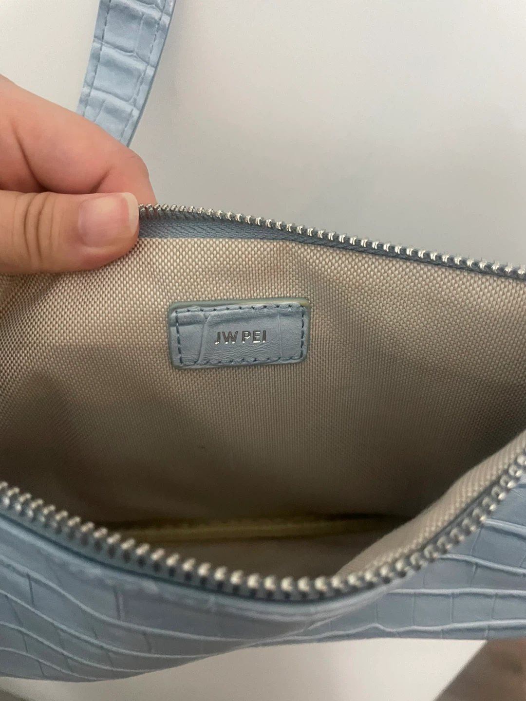 JW PEI Light Blue Croc-Embossed Shoulder Bag - photo 2