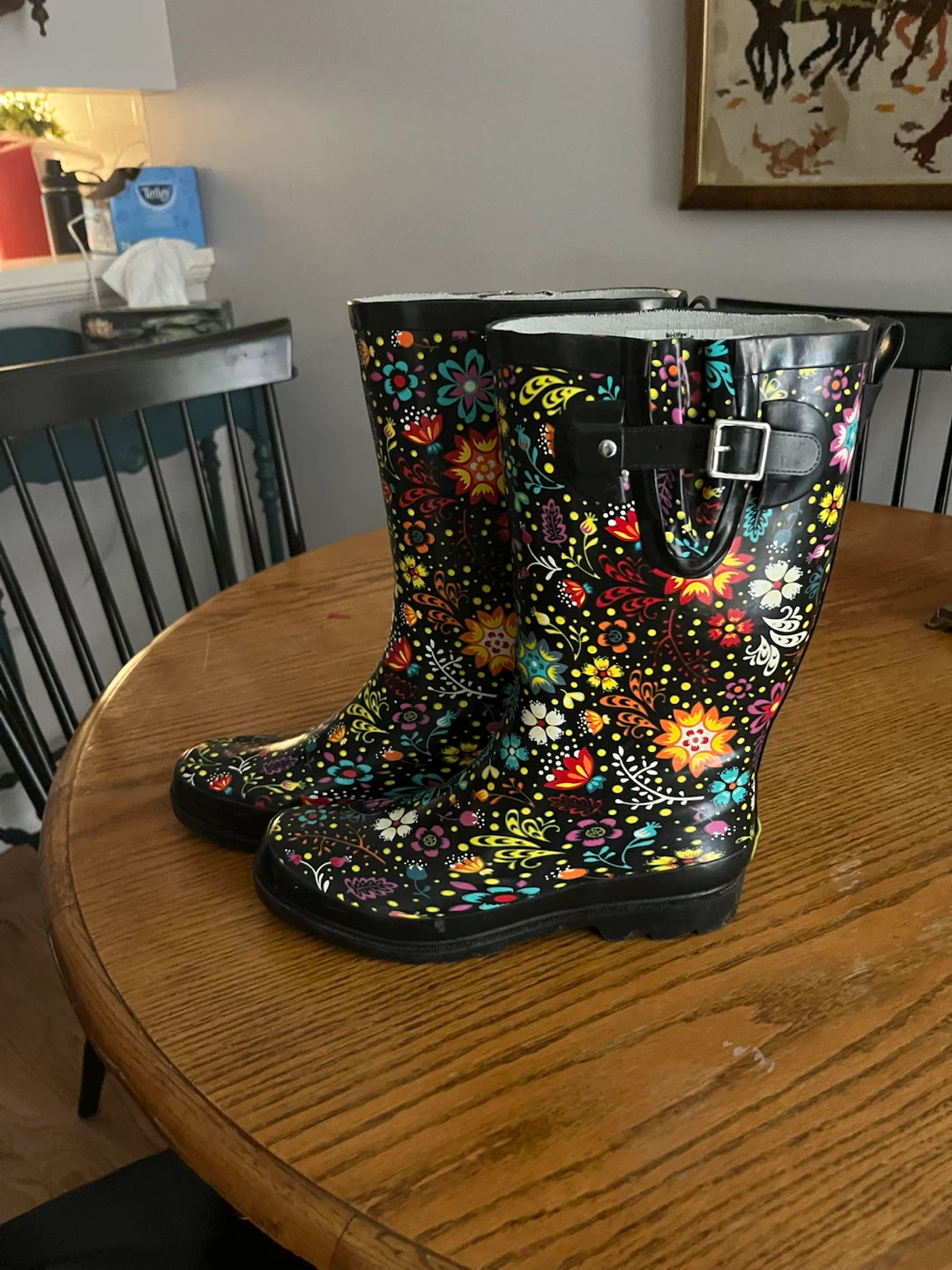 Floral pattern rain boots