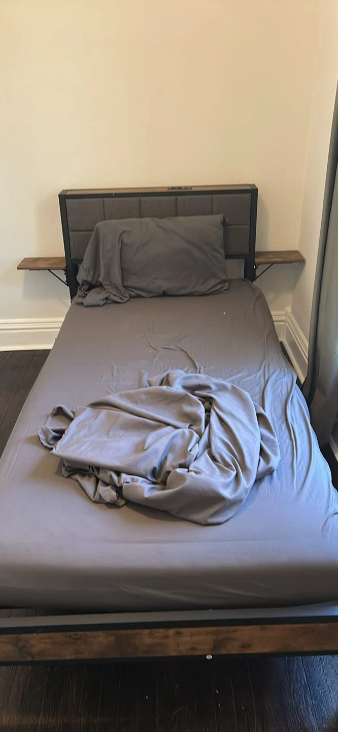 Twin Bed Frame with Headboard Power Outlet - photo 2