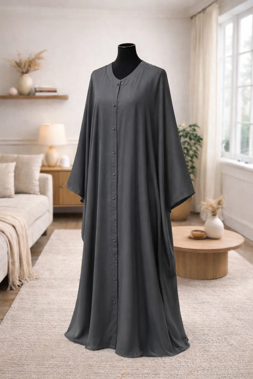 Dark grey kaftan abaya