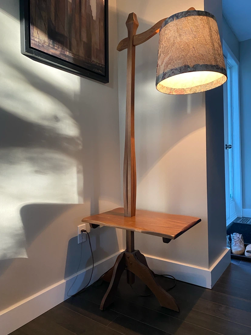 Vintage MCM Solid Wood Floor Lamp (CAN DELIVER)