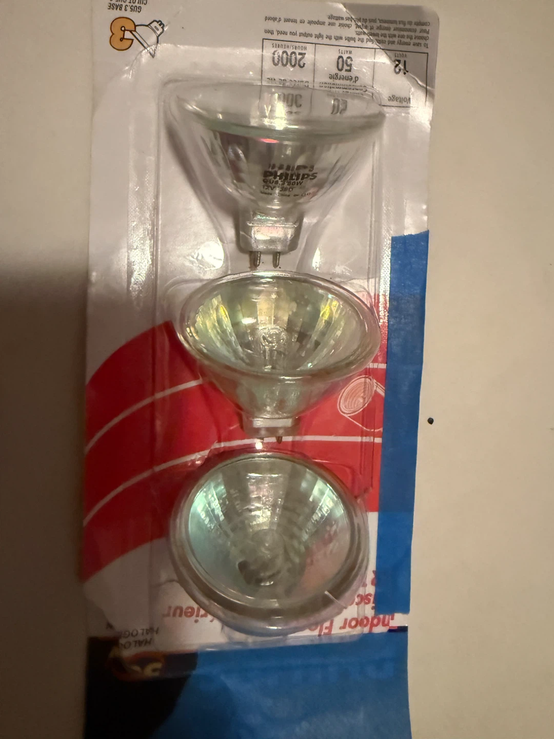 Philips GU5.3 Base 12V 50W Halogen Light Bulbs - 3 Pack