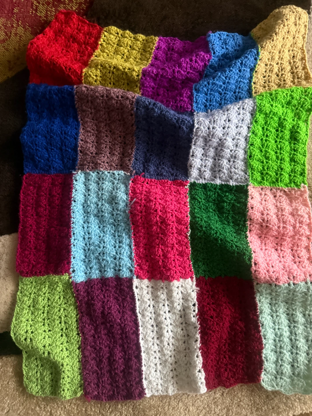 Handmade Multi-Coloured Crochet Blanket