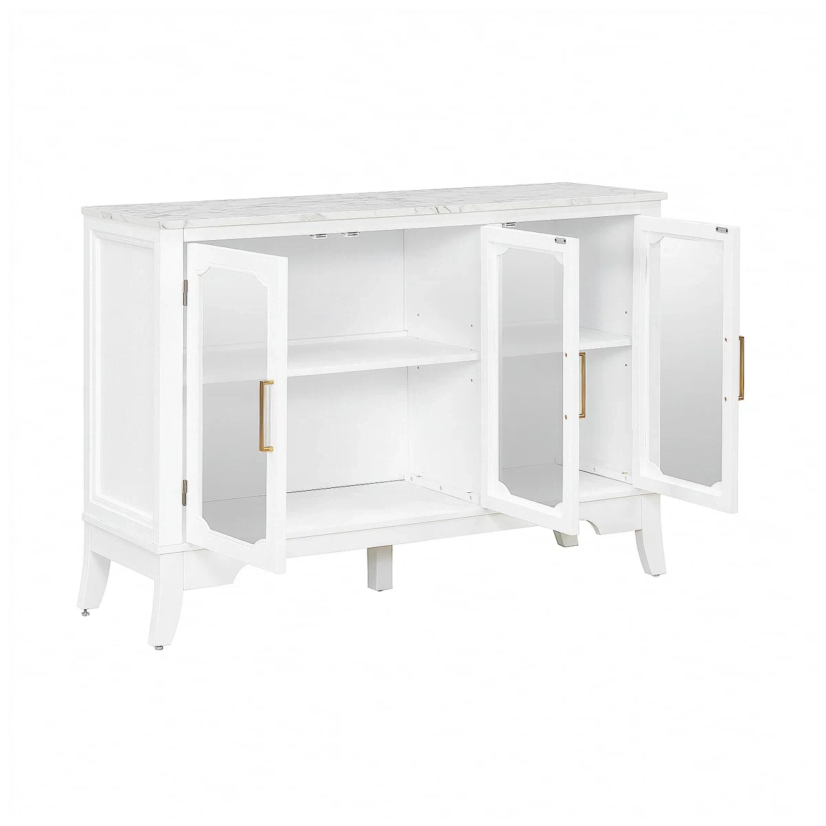 White Storage Cabinet with Faux Marble Top - photo 3