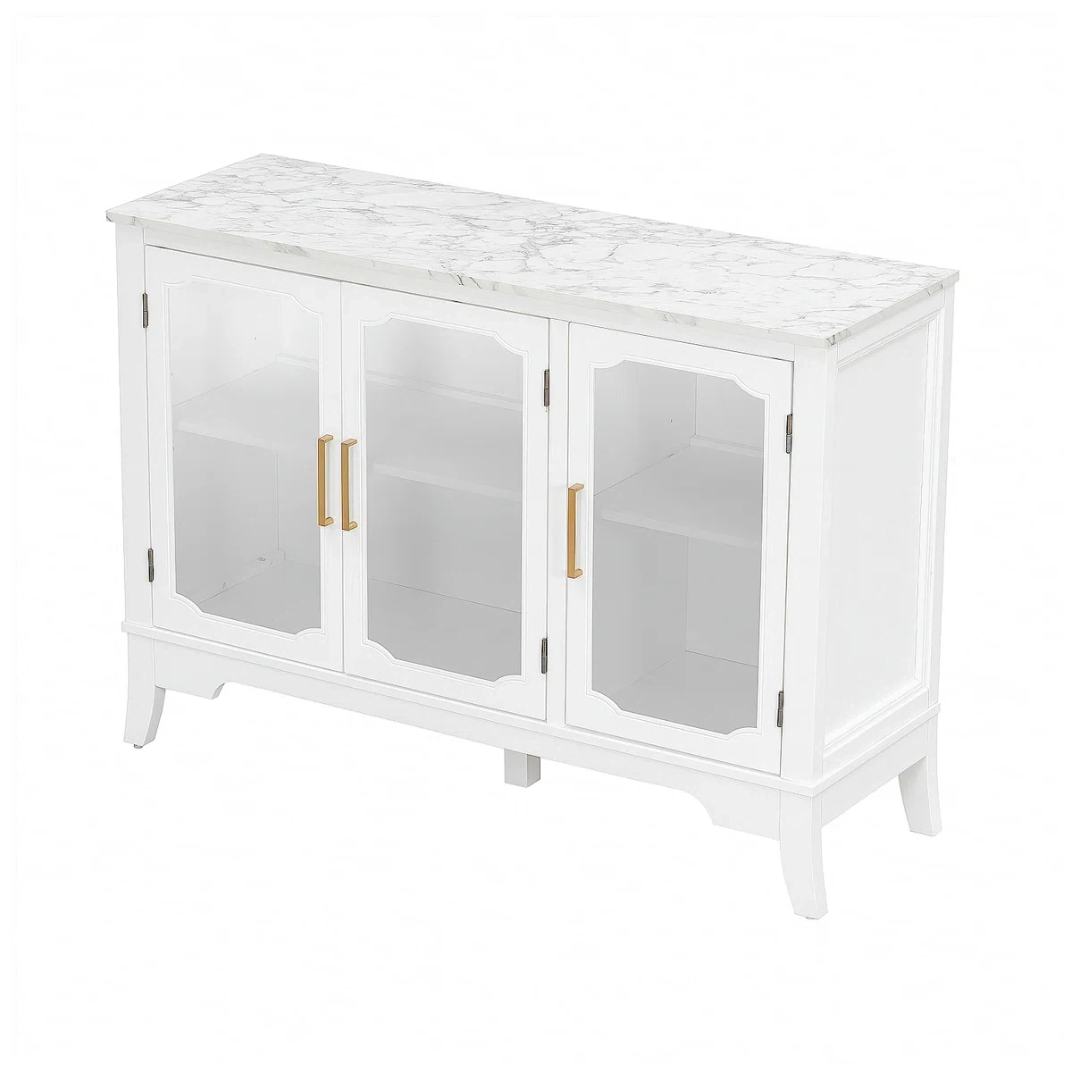 White Storage Cabinet with Faux Marble Top - photo 4