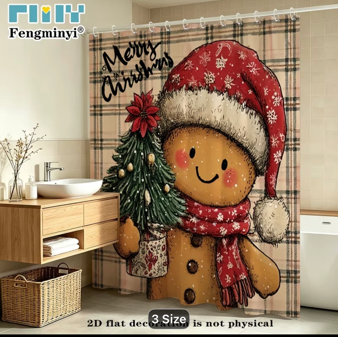 Fengminyi Christmas Gingerbread Shower Curtain - photo 3