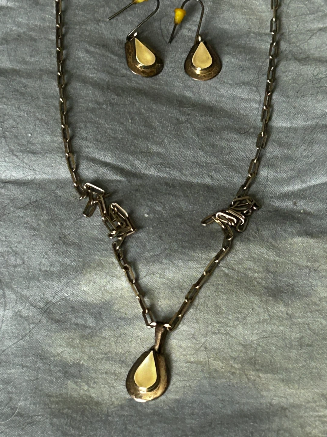 950 Silver Teardrop Necklace and Earring Set